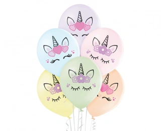 Latexové balonky Jednorožec Floral 6 ks - 30 cm