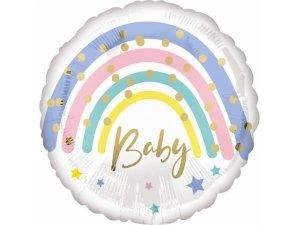 Fóliový balónek Kruh - Baby a duha 43cm