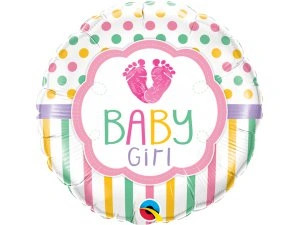 Fóliový balónek Kruh - Baby girl krůčky 46cm