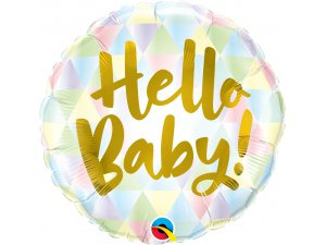 Fóliový balónek Kruh - Hello baby! 45cm