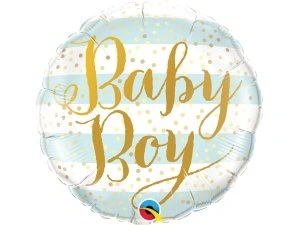 Fóliový balónek Kruh - proužky Baby boy 45cm