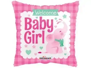 Fóliový balónek Polštář - Sloník Vítej holčičko! 46cm