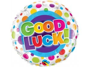 Fóliový balónek Kruh - GOOD LUCK puntíky 45cm