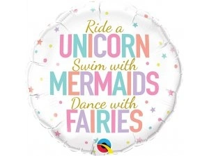 Fóliový balónek Kruh - Jednorožci, víly 45cm