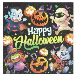 Papírové ubrousky příšerky Happy Halloween 20 ks
