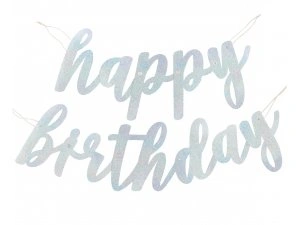 Party nápis Glitz stříbrný lesklý Happy Birthday 85 cm