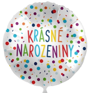 Foliový balonek Krásné narozeniny - barevné puntíky - 43cm