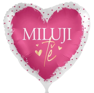 Foliový balonek Miluji tě CZ - růžová srdíčka - 43cm