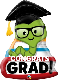 Fóliový balónek Gratulace k promoci Bookworm 94 cm