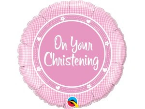 Fóliový balónek Kruh - Na tvé křtiny - růžový 46cm