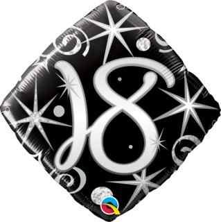 Fóliový balónek Diamant - Černé 18. Narozeniny 45cm