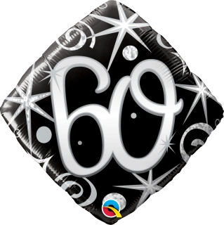 Fóliový balónek Diamant - Černé 60. Narozeniny 45cm