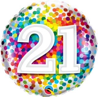 Fóliový balónek Kruh - Barevné Konfety 21 - 45cm