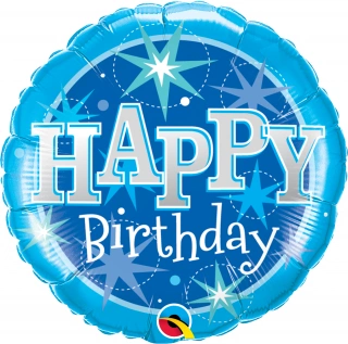 Fóliový balónek Kruh - BDAY Sparkle Modrý 45cm