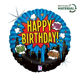 Fóliový balónek komiksový Happy Birthday 45 cm