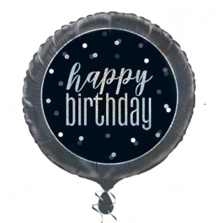 Fóliový balónek Kruh - HB Glitz Černostříbrný 45cm