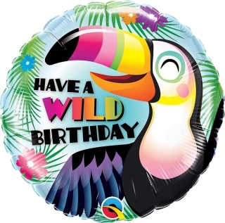 Fóliový balónek Kruh - Tukan Wild Birthday 45cm