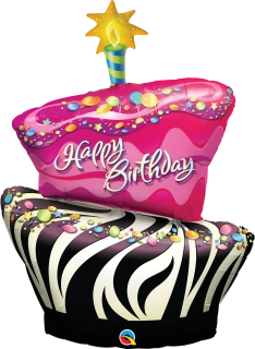 Fóliový balónek Narozeninový Dort - Motiv Zebra 104cm