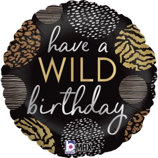 Fóliový balónek Wild Birthday Černý 46cm