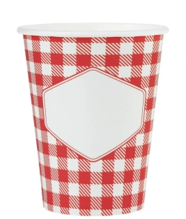 Papírové kelímky červené kostkované 10ks