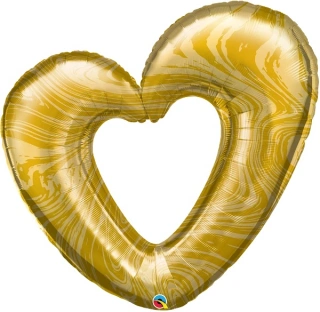 Fóliový balónek Srdce - Zlaté marble 104cm 