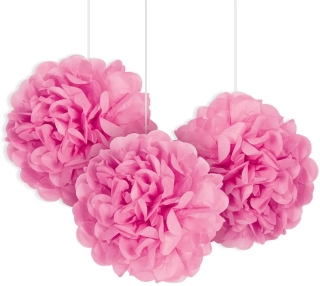 Dekorační závěsné pom pomy růžové 3ks - 23cm