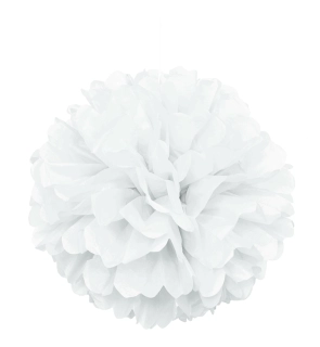 Dekorační závěsný pom pom bílý, 40cm