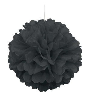 Dekorační závěsný pom pom černý 40cm