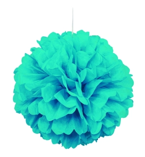 Dekorační závěsný pom pom tyrkysový 40cm