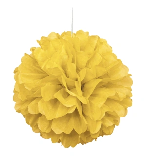 Dekorační závěsný pom pom žlutý 40cm