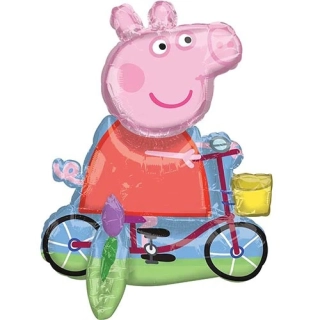 Stojící balonek Prasátko Peppa na kole 55 x 45 cm