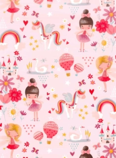 Balící papír Víly a jednorožci 5 x 0,70 m