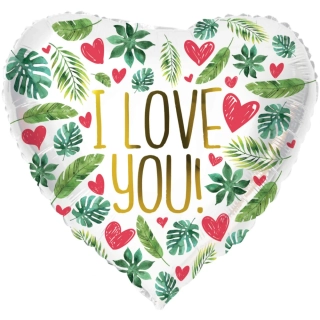 Foliový balonek srdce botanical I love you 45cm