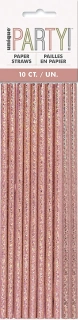 Papírová brčka - lesklá rose gold 10ks