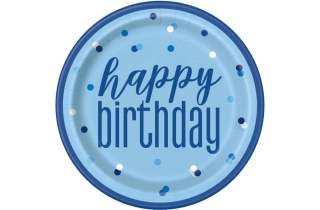 EKO Talířky papírové modré Glitz HB 23cm, 8ks