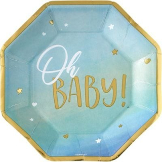 Talířky papírové - Oh Baby Boy 26,6cm, 8ks