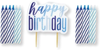 Set svíček Glitz - modré Happy birthday 13ks