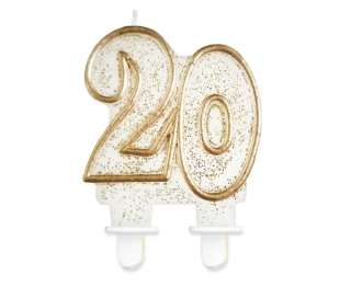 Svíčka dortová číslo 20 zlaté