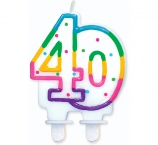 Svíčka dortová číslo 40 s puntíky 8cm