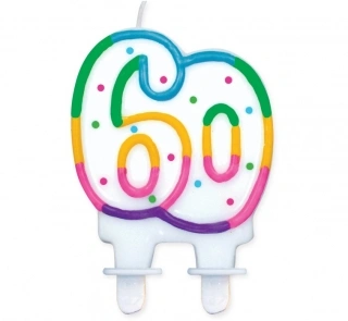 Svíčka dortová číslo 60 s puntíky 8cm