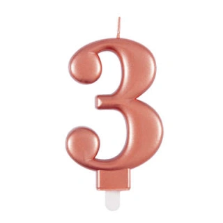 Svíčka dortová rosegold metalická 3
