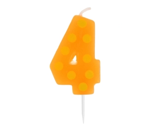 Svíčka dortová TEČKY "4" 6cm