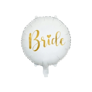 Fóliový balónek “Bride” BÍLO-ZLATÝ, 45 cm