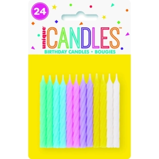 Svíčky dortové - pastelové spirály 24ks