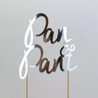 Zápich do svatebního dortu - stříbrný Pan Paní