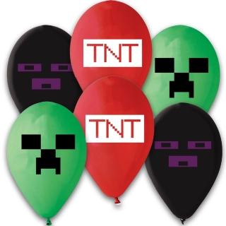 Latexové balonky TNT Minecraft - 6 ks