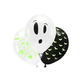 Latexové balonky svítící ve tmě - Halloween BOO mix 3 ks