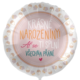 Foliový balonek Krásné narozeniny CZ 43cm