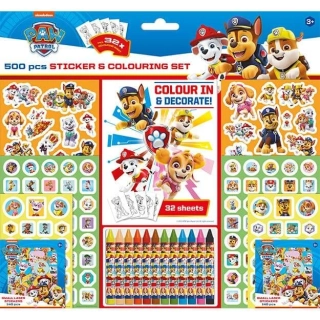 Samolepkový set s omalovánkami a voskovkami Tlapková patrola 500 ks