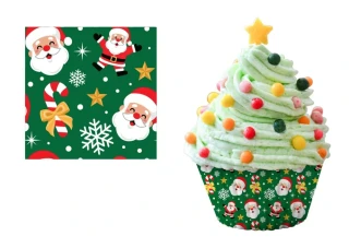 Papírové vánoční košíčky na muffiny Santa 50 ks